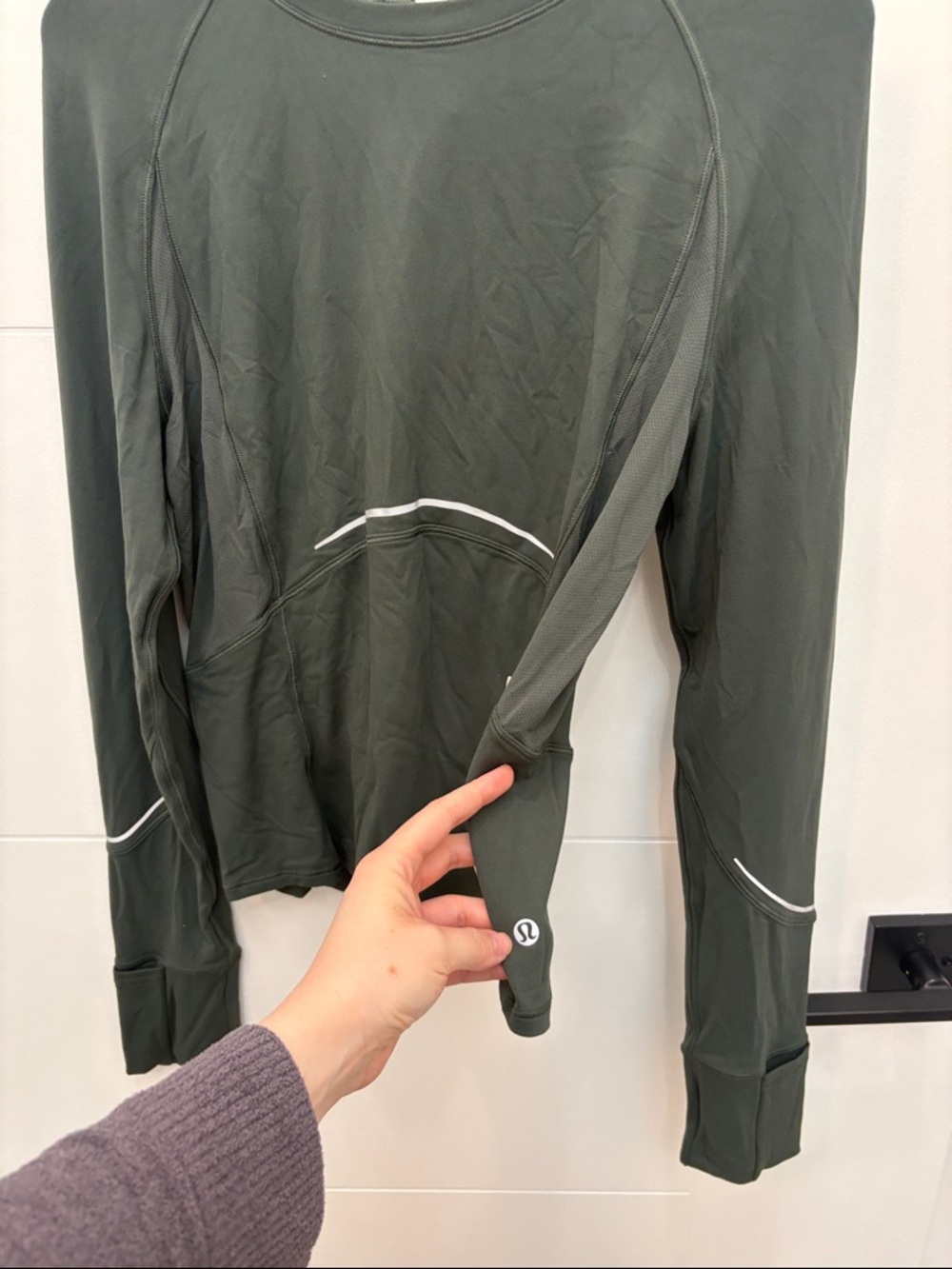 Lululemon Olive Green Reflective Running Long Sleeve